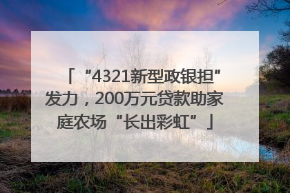 “4321新型政银担”发力，200万元贷款助家庭农场“长出彩虹”