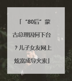 “80后”蒙古总理因何下台？儿子女友网上炫富成导火索