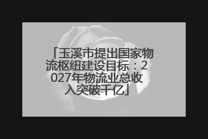 玉溪市提出国家物流枢纽建设目标：2027年物流业总收入突破千亿