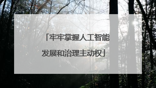 牢牢掌握人工智能发展和治理主动权