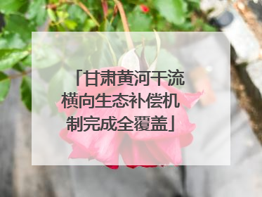 甘肃黄河干流横向生态补偿机制完成全覆盖