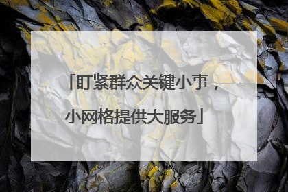 盯紧群众关键小事，小网格提供大服务