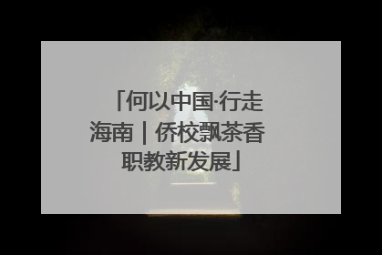 何以中国·行走海南｜侨校飘茶香 职教新发展