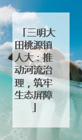 三明大田桃源镇人大：推动河流治理，筑牢生态屏障