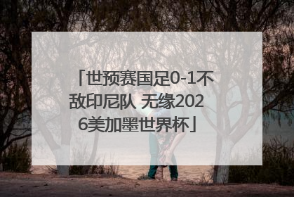 世预赛国足0-1不敌印尼队 无缘2026美加墨世界杯