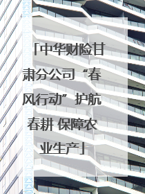 中华财险甘肃分公司“春风行动”护航春耕 保障农业生产