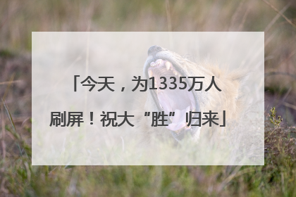 今天，为1335万人刷屏！祝大“胜”归来