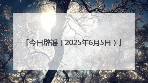 今日辟谣（2025年6月5日）