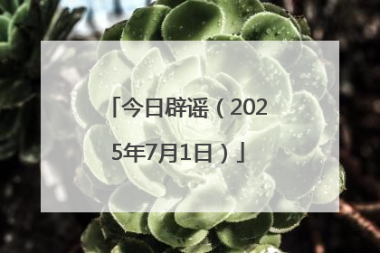 今日辟谣（2025年7月1日）