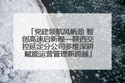 党建领航风帆劲 智创高速启新程—陕西交控延定分公司多维深耕赋能运营管理新跨越