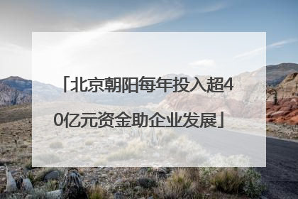 北京朝阳每年投入超40亿元资金助企业发展