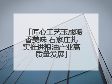 匠心工艺玉成喷香美味 石家庄扎实推进粮油产业高质量发展