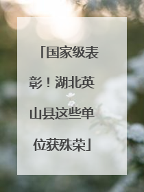 国家级表彰！湖北英山县这些单位获殊荣