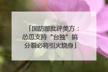 国防部批评美方：怂恿支持“台独”搞分裂必将引火烧身