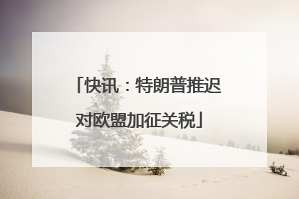 快讯：特朗普推迟对欧盟加征关税