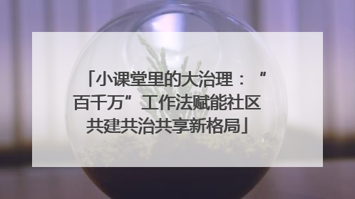 小课堂里的大治理：“百千万”工作法赋能社区共建共治共享新格局