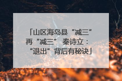 山区海岛县“减三”再“减三” 秦诗立：“退出”背后有秘诀