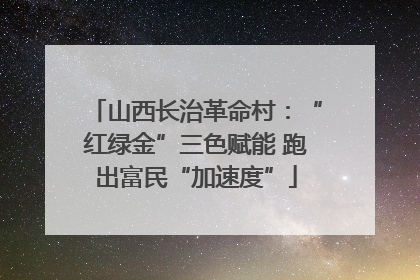 山西长治革命村：“红绿金”三色赋能 跑出富民“加速度”