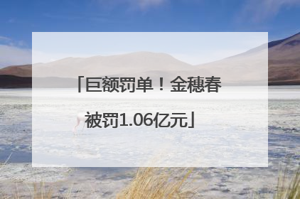 巨额罚单！金穗春被罚1.06亿元