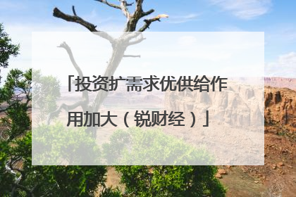 投资扩需求优供给作用加大（锐财经）