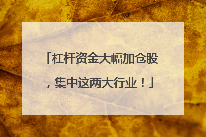 杠杆资金大幅加仓股，集中这两大行业！
