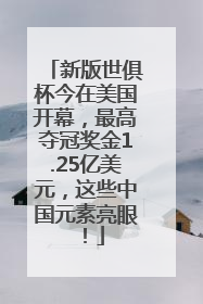 新版世俱杯今在美国开幕，最高夺冠奖金1.25亿美元，这些中国元素亮眼！