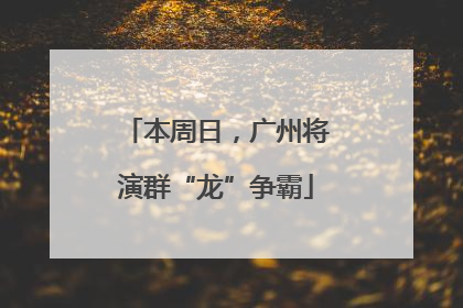本周日，广州将演群“龙”争霸