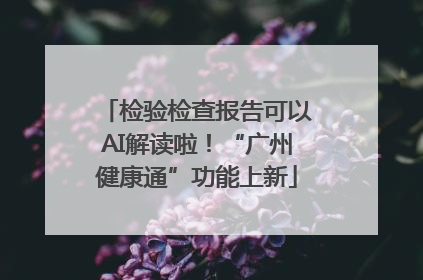 检验检查报告可以AI解读啦！“广州健康通”功能上新