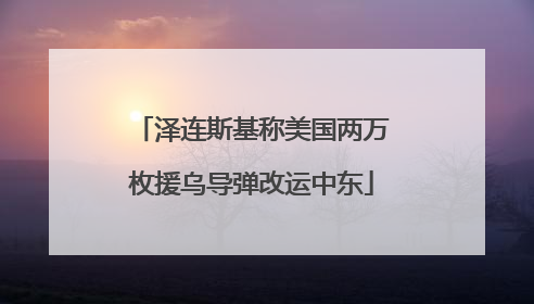 泽连斯基称美国两万枚援乌导弹改运中东