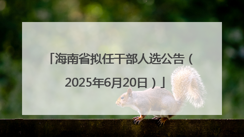 海南省拟任干部人选公告（2025年6月20日）