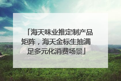 海天味业推定制产品矩阵，海天金标生抽满足多元化消费场景