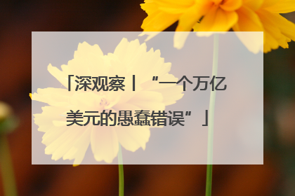 深观察丨“一个万亿美元的愚蠢错误”