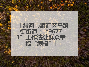 漯河市源汇区马路街街道：“96771”工作法让群众幸福“满格”