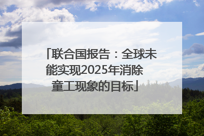 联合国报告：全球未能实现2025年消除童工现象的目标
