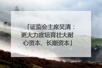 证监会主席吴清：更大力度培育壮大耐心资本、长期资本