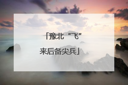 豫北“飞”来后备尖兵