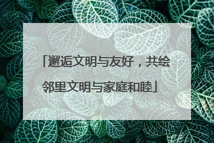 邂逅文明与友好，共绘邻里文明与家庭和睦