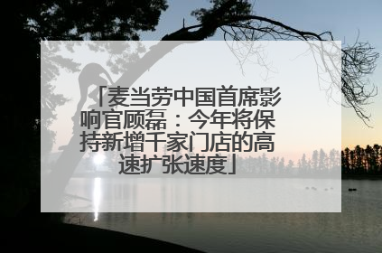 麦当劳中国首席影响官顾磊：今年将保持新增千家门店的高速扩张速度